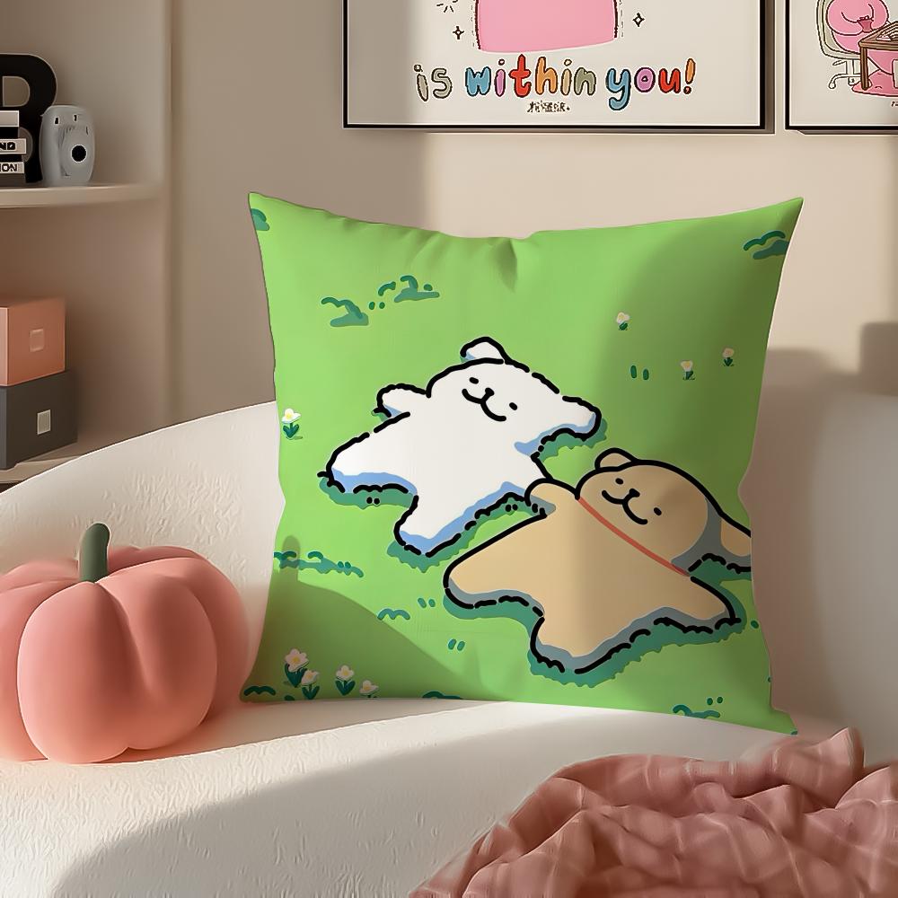 Cute Tiny Korean Character MMaltese Cushion Cover Pillowcase Short Plush Invisible Zipper Room Sofa Cushion Cover