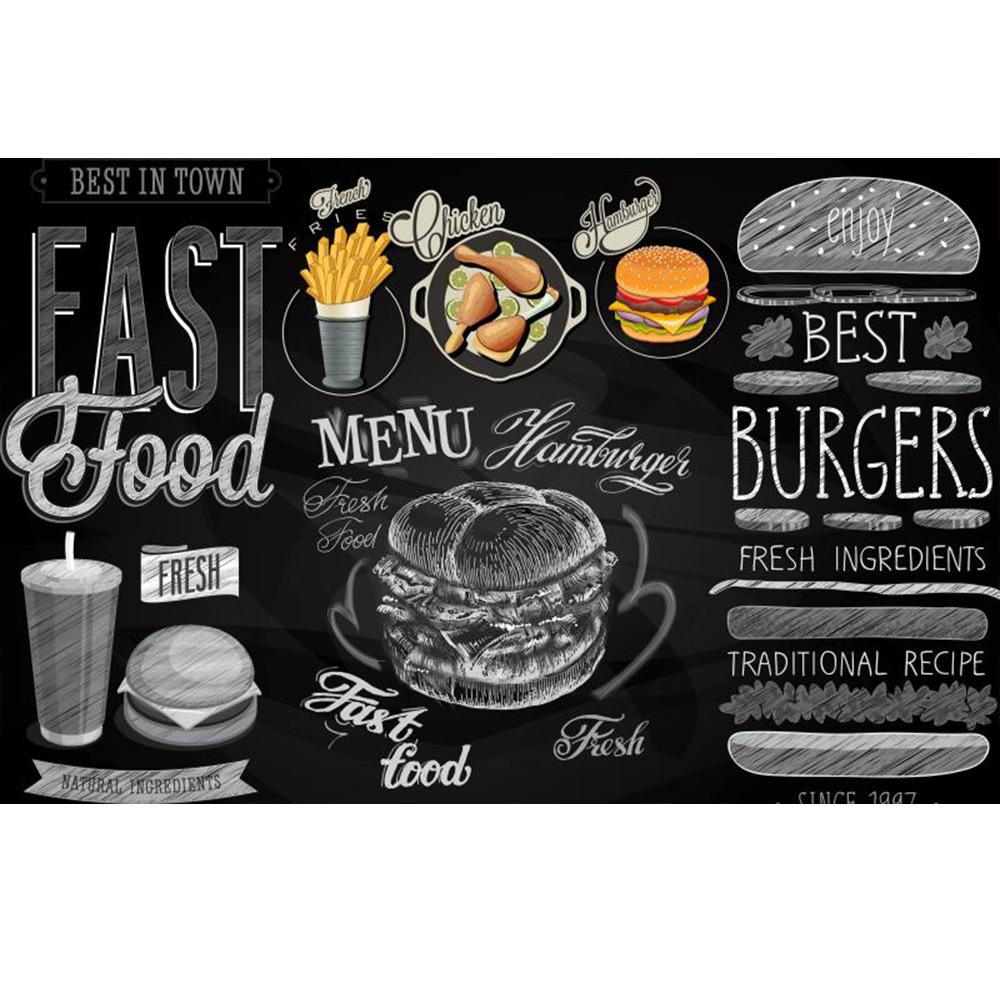 Hamburg Wall Mural Decoration 3d Retro Wallpaper Fashion Fast Food Burger Wall Mural, Suitable For Restaurant Snack Store