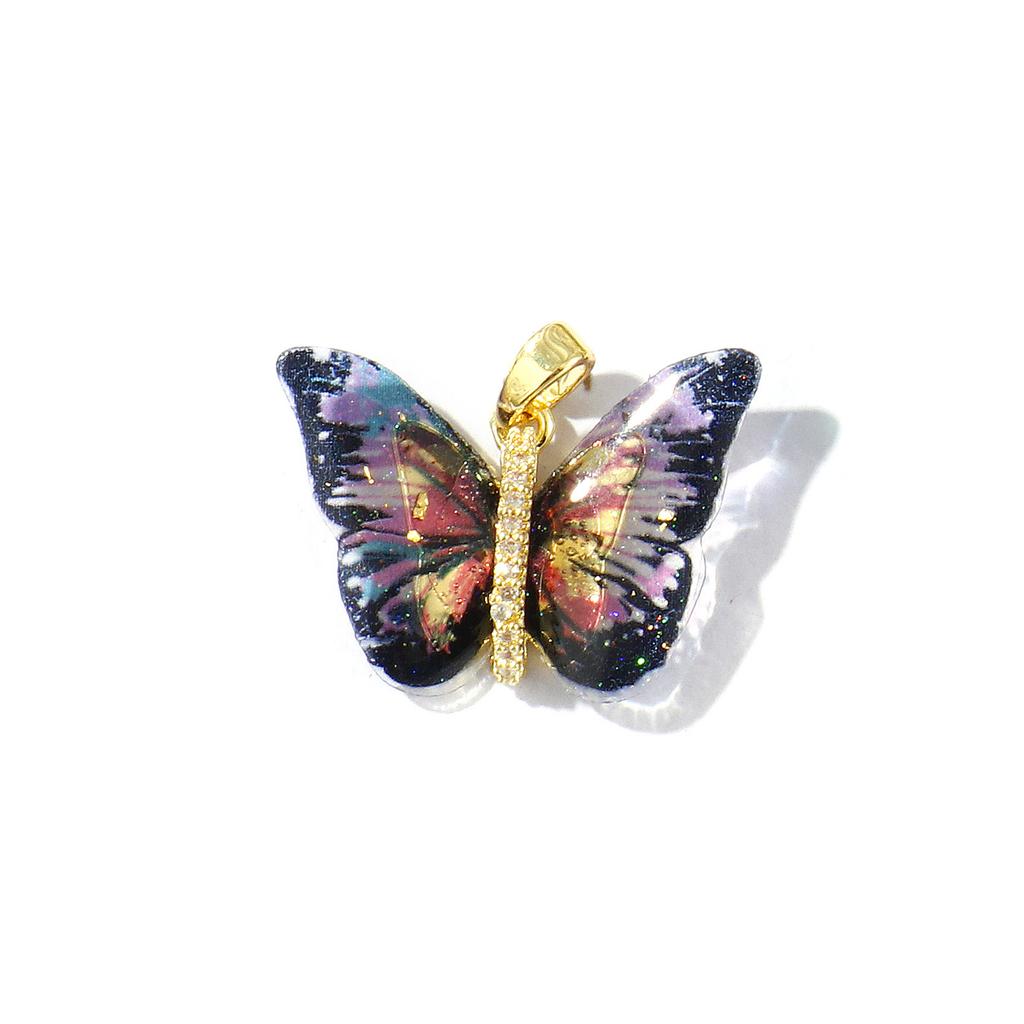 1 Piece Resin Insect Charm 18K Gold Plated Butterfly Animal Brass Pendants For DIY Necklace Bracelet Jewelry Making 24mm x 20mm