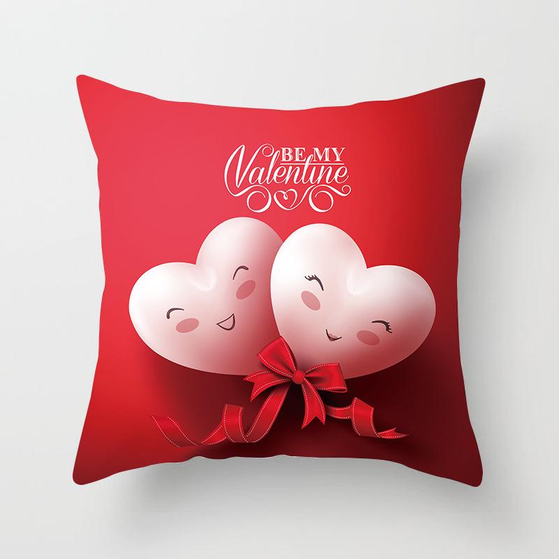 New Valentine'S Day Red Rose Pillowcase Creative Wedding Home Decoration Cushions Cover Heart Shaped Pillow Case