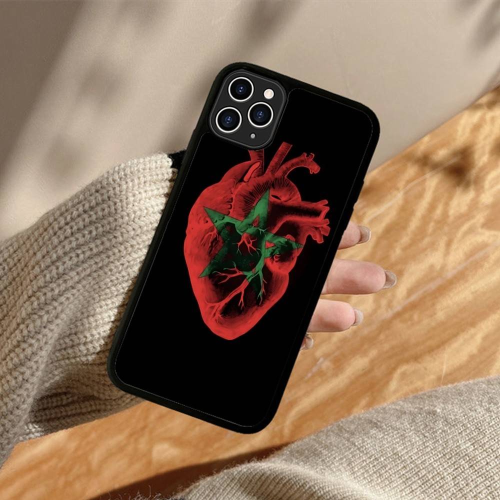 Morocco Map Flag Phone Case For IPhone 11 12 13 14 15 16 17 Pro Max Plus PC+TPU Cover