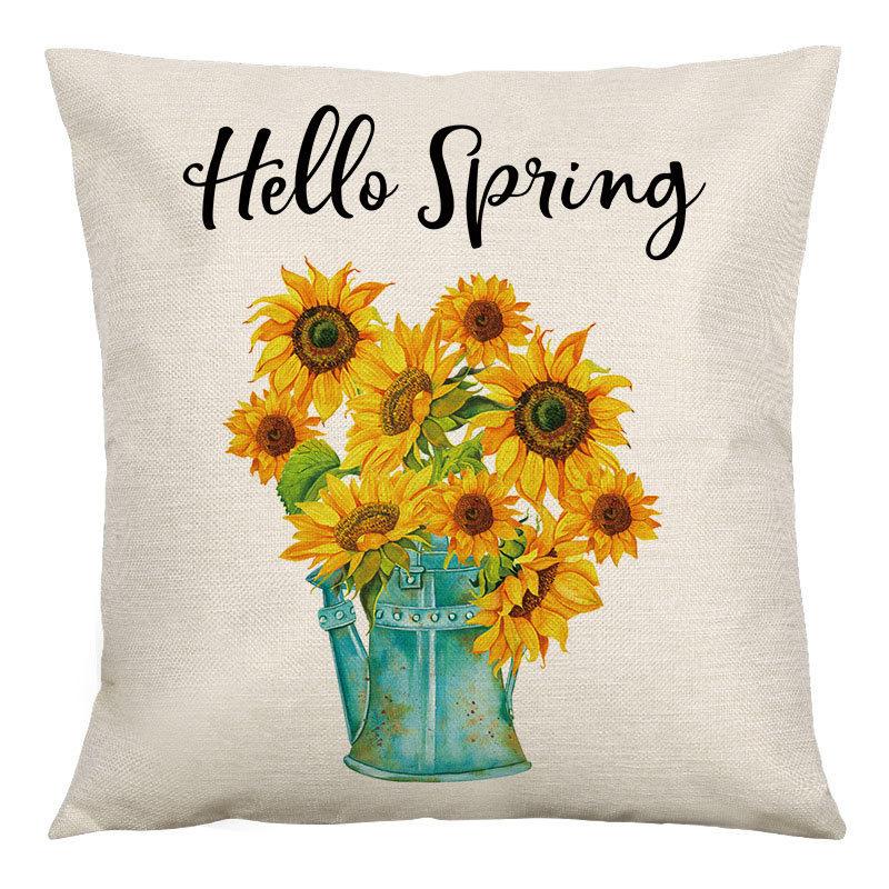 Pillow Farm Sunflower Pillow Cover Happy Summer Thanksgiving Car Waist Support Cushion Home Pillow Cover
