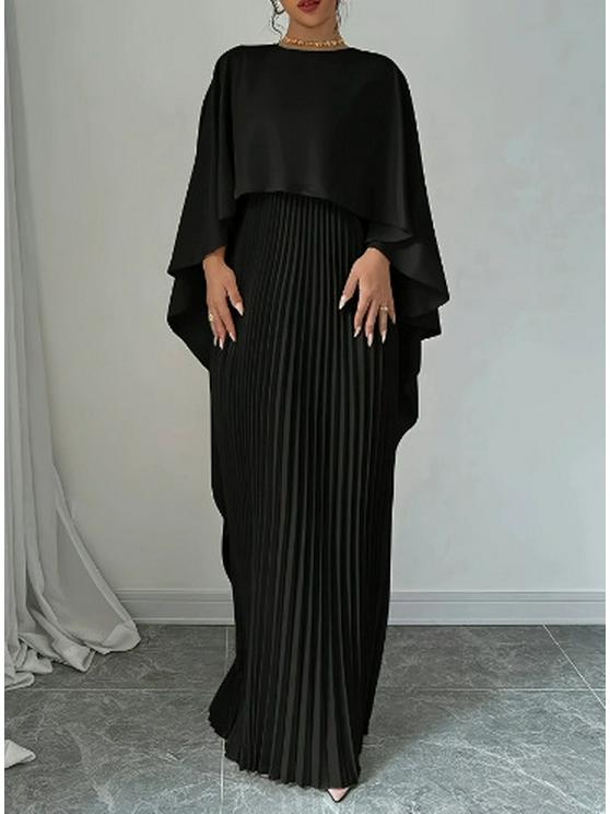 Spot 2024: Elegancka Europejska i Amerykańska Sukienka z Rękawami nietoperzowymi, plisowana, nieregularna