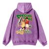 Cotton Womans Acid Wash Hoodies American Retro Comics Printing Streetwear Oversize Pocket Warm Pullovers Autumn Clothes