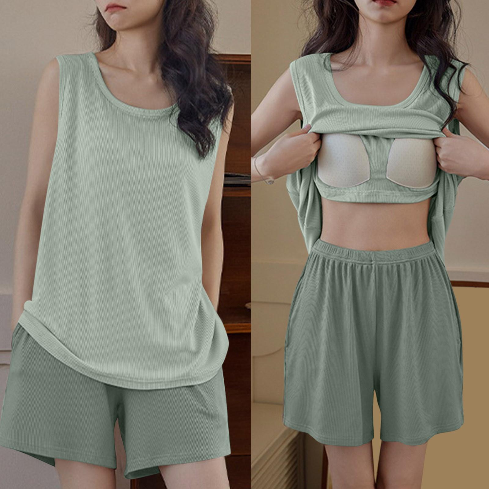 

Women s Summer Loose Beach Vacation Leisure Round Neck Vest Elegant Shirt Short Sleeve Shorts M