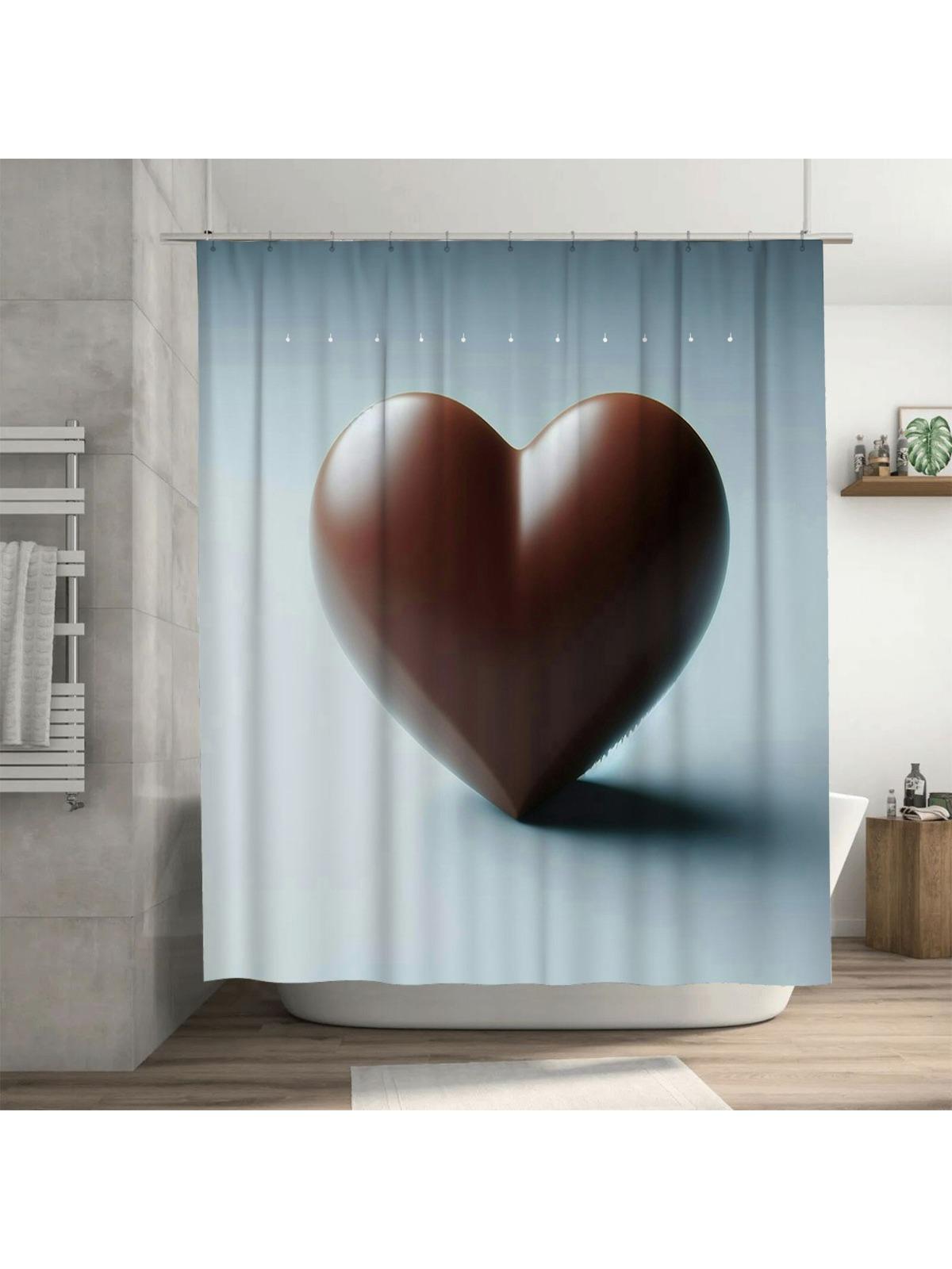 3D Brown Heart Shower Curtain | Modern and Elegant Bathroom Decor 90X180cm