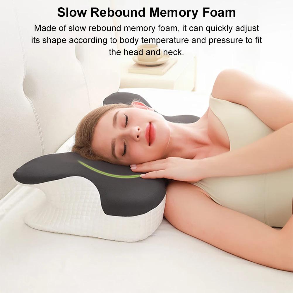 Butterfly Shaped Memory Foam Cervical Pillow Slow Rebound Soft Sleeping Cervical Pillow Breathable for Office School Nap Pillow