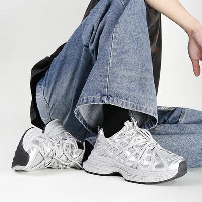 Modne Męskie Buty Nowy Trend Modne Sneakersy Oddychające Wygodne Gruba Podeszwa Retro Lekkie Sportowe Sznurowane Buty do Biegania