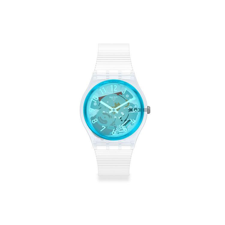 Swatch Quartz Movement Blue Transparent Casual Waterproof Watch Unisex Watches GW215 Blue