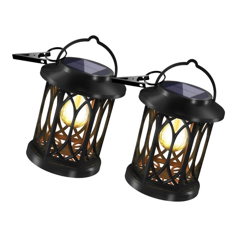 Solar Flame Hanging Lamp Creative LED Solar Courtyard Lamp with Handle Outdoor Garden Landscape Lamp Easy to Use