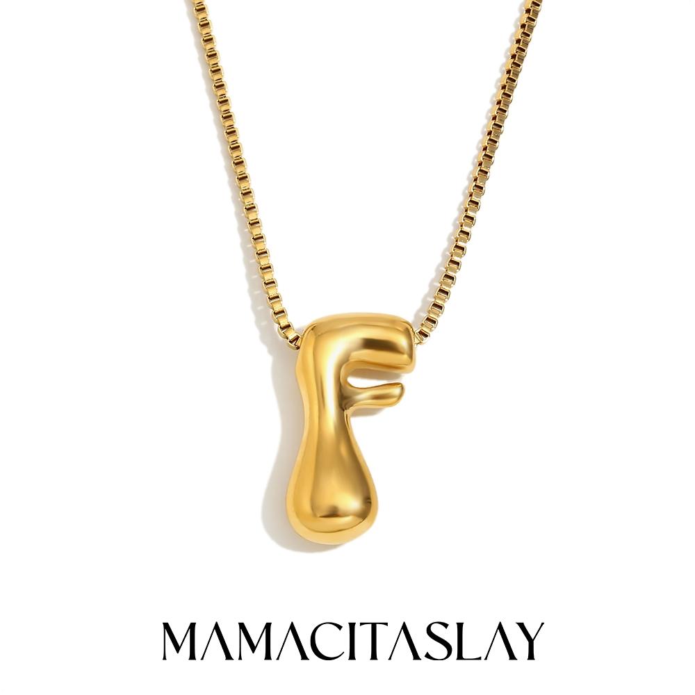 MamacitaSlay Creative 18K Gold Plated Stainless Steel Letter Pendant Necklace Party Waterproof jewelry Unisex Minimalist Gift