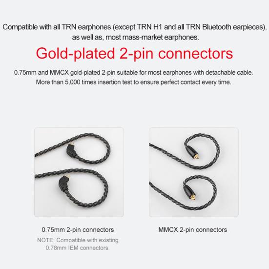 TRN 0.75mm/0.78mm/MMCX Replace Braided Wired Earphone Headphones Cable Cord Wire
