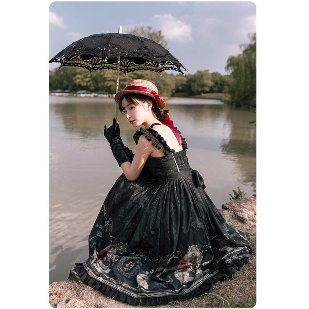 Gothique Lolita Halloween Gothique Noir Mori Girl Volants Été Thé École Culturel L [SSUPTEMBER2] Robe, Costume, Cosplay, Lolita, Style, Filles,
