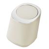Desktop Trash Can Plastic Minimalist Design Mini Pressing Table Round Wastebasket for Office Beige