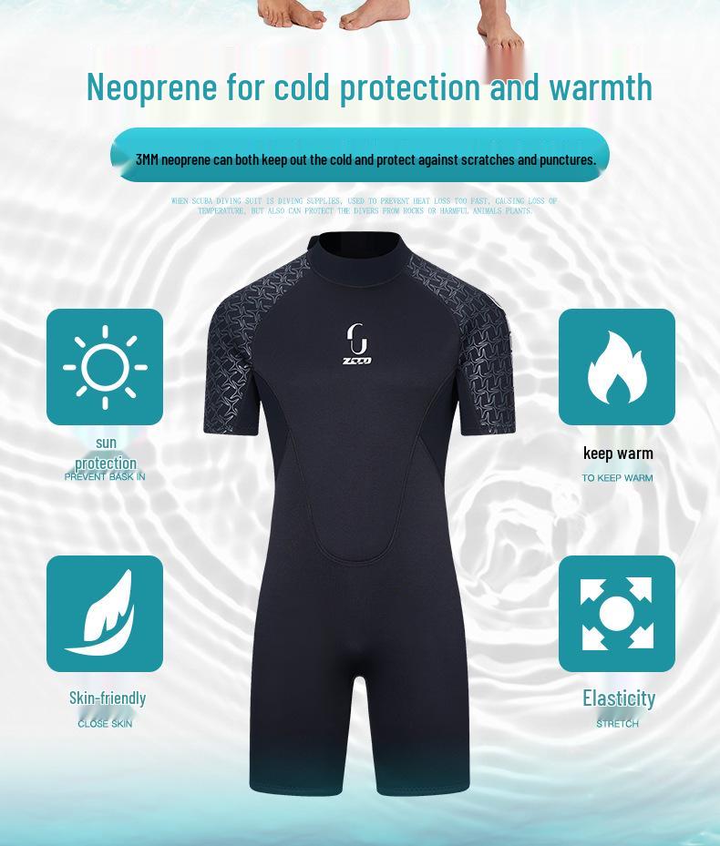 ZCCO 3mm Unisex Short Sleeve Wetsuit - Warm Diving, Surfing, Cold Protection