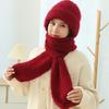 2-in1 Soft Warm Scarf Cap Crochet Hooded Scarf Hat for Skiing Hiking Universal Lady Windproof Shawl Hat with Neck Covers