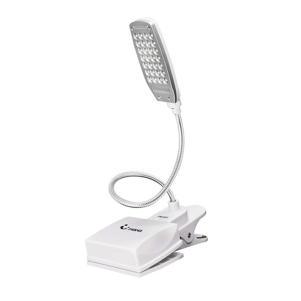 Desk Light Clip Light iHaHa LED 360 Degree Rotation Tabletop Stand Emergency Light Battery Operated Stand Lighting USB Charging Three Levels of