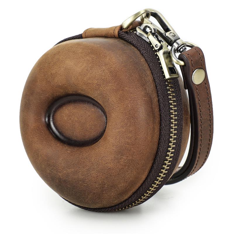 Retro Crazy Horse Leather Watch Box with Wrist Strap - Portable Storage for Mechanical Watches