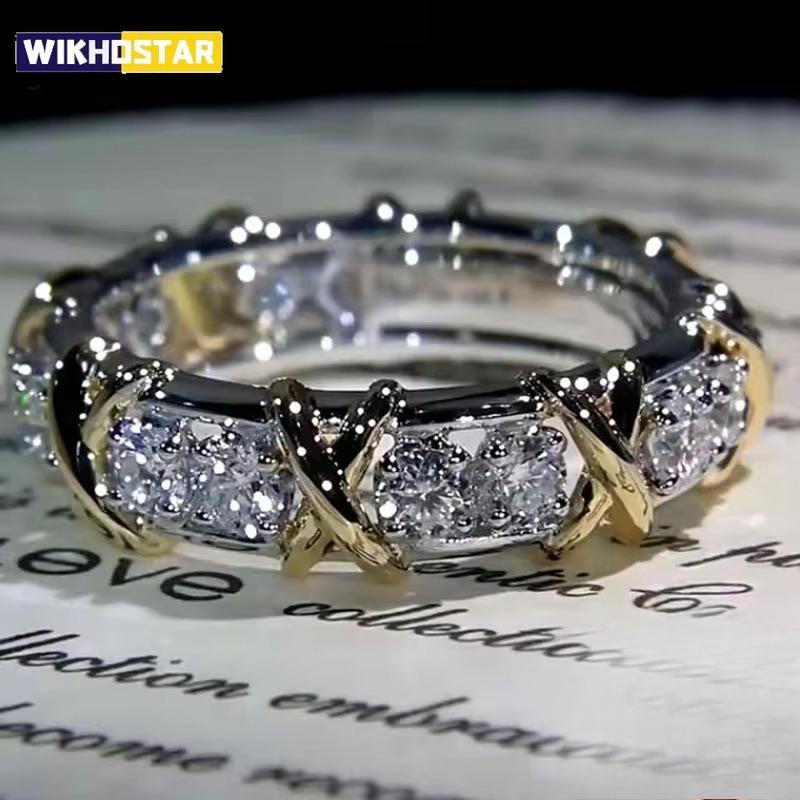 Luxury Ring Interlaced With Zircon Crystal Ring For A Woman'S Engagement Jewelry Gift