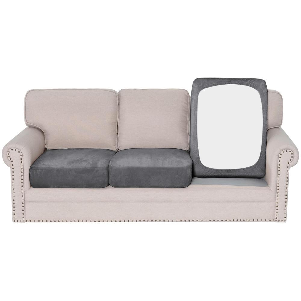 Simple Velvet Sofa Covers Super Soft Sofa Seat Cushion Covers Solid Living Room Stretch Sofa Couch Case Home Decor Washable Pets