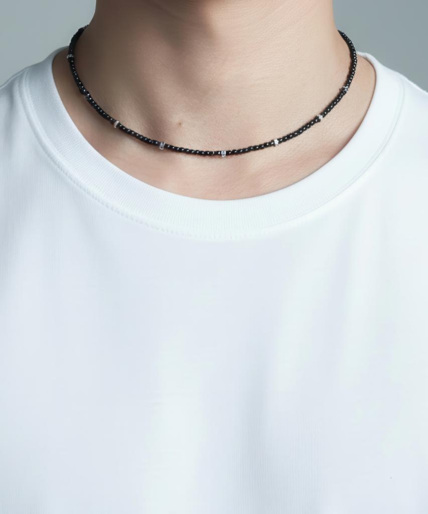 Bassclef Men'S Necklace Black Beads Clef Fusion Spark Nec