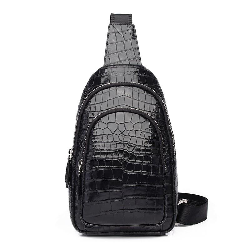 Crocodile Belly Pattern Men s Chest Baotou Layer Leather Bag Cross Shoulder Genuine Urban Simplicity 17x8x28