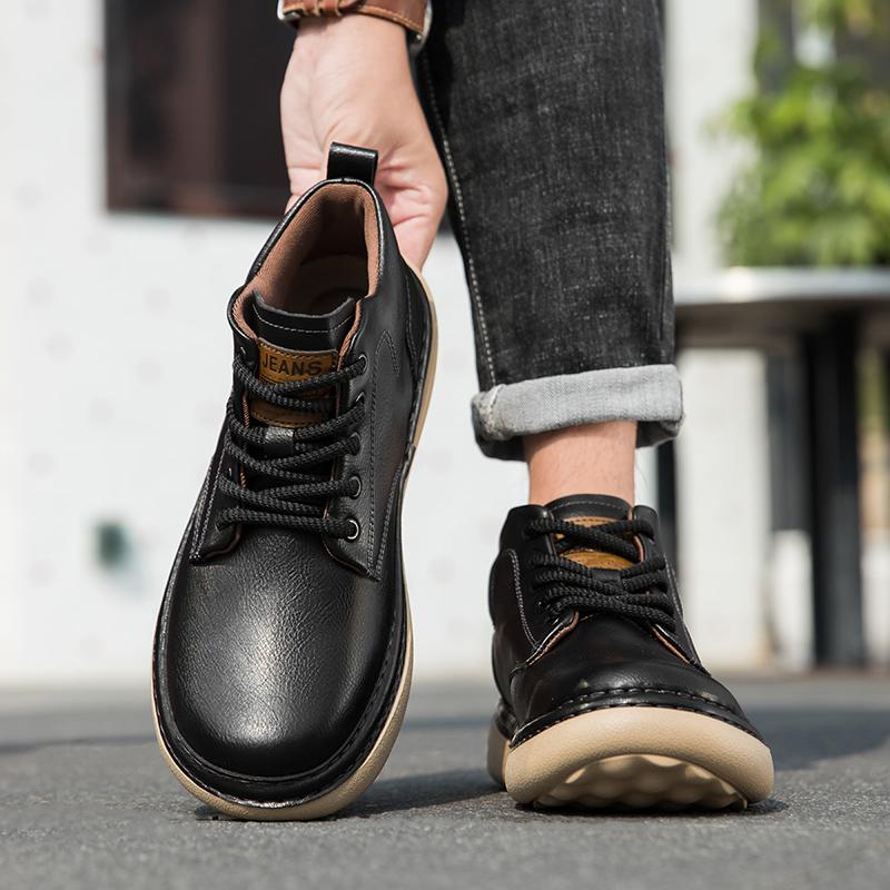 Men Boots Winter High Top Leather Shoes Fashion Shoes Fashion Ankle Boots Business Casual Outdoor Shoes Male Sneakers New