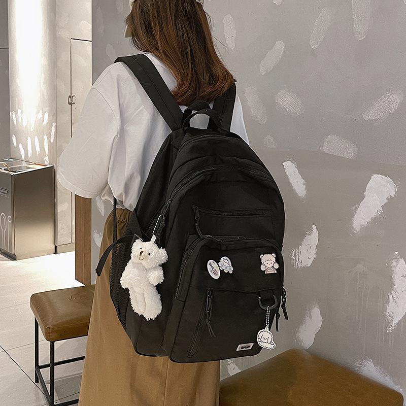 Mode Große Student Rucksack Abzeichen Rucksack Mädchen Schule Tasche Hohe Kapazität Frauen Rucksack Weibliche Nette Freizeit Reise Mochila