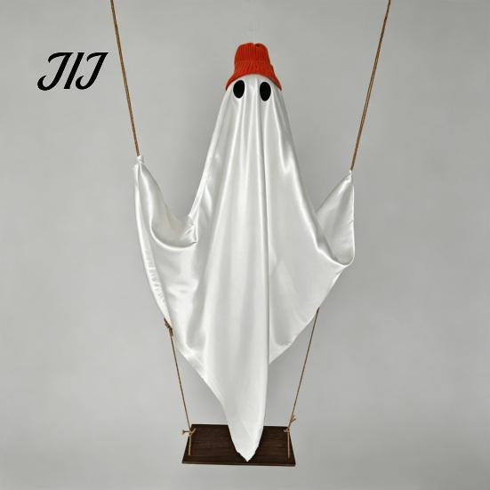 Outdoor Festive Ghost Decorations Halloween Indoor, IP44 Waterproof Light Up Hanging Swing Cute Decoration, DIY Atmosphere for Trees Standing