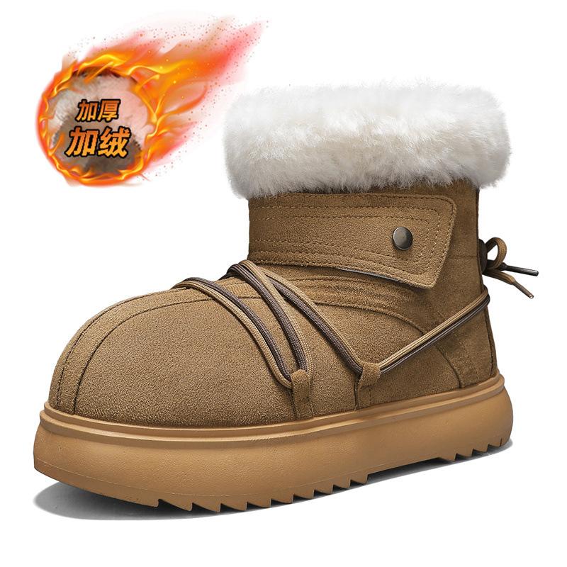 

2026 New Winter Men Snow Boots Leather Warm Plush Men Shoes Soft Sole Fashion Male Woman Outdoor Sneakers Ankle Boots 39-44 44