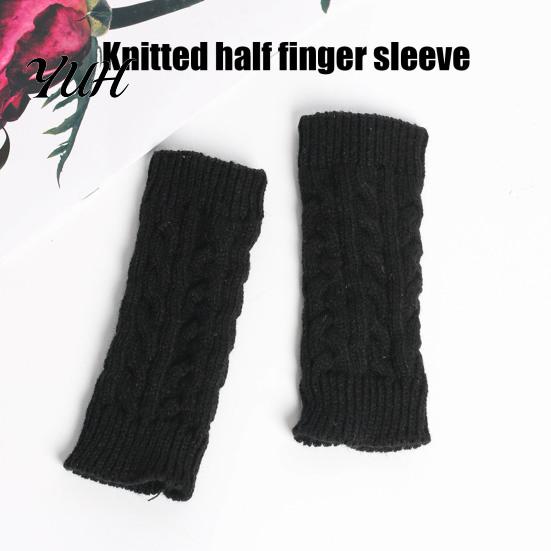 Knitted Arm Warmers for Women Ribbed Wrist Warmers, Stretchy Cable Fingerless Gloves, Lightweight Warm Sleeves Soft Mitten, Half Finger Autumn Winter