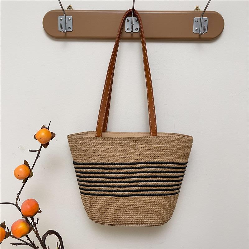 Summer idyllic woven bag women's new large-capacity shoulder bag leisure seaside vacation beach bag