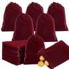 50pcs Velvet Pouches Dark Red Luxury Velvet Gift Bags 15x12cm for Wedding Favors Jewelry Making & Party Supplies Decor Packaging