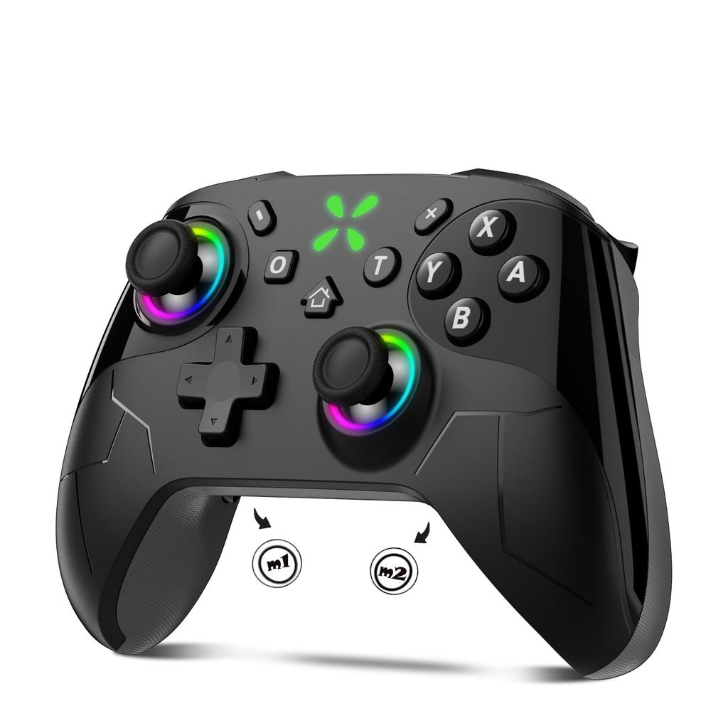 Onefun Switch 2 Controller Gold Award Compatible with Switch RGB 1000mAh Bluetooth Wireless Back Macro Turbo HD Gyro 20 Hours of Continuous Pro