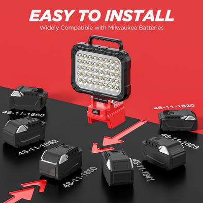 Portable Home Lighting LED Work Light for Makita/Milwauke 18V Li-ion Battery with USB Charging Port Construction Site Floodlight