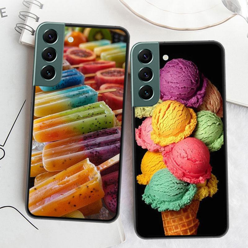 Colorful Ice Cream and Popsicles Phone Case For Samsung Galaxy S22 S25 Ultra S21 S10 Plus S26 Edge S20 S23 S24 FE Cover Sili