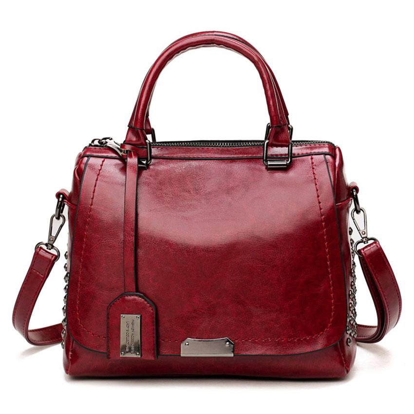 Boston Crossbody Bags for Women 2026 Tote Shouler Bag Luxury Handbags Women Bags Designer Famous Brand Oil Wax Leather Rivet Bag