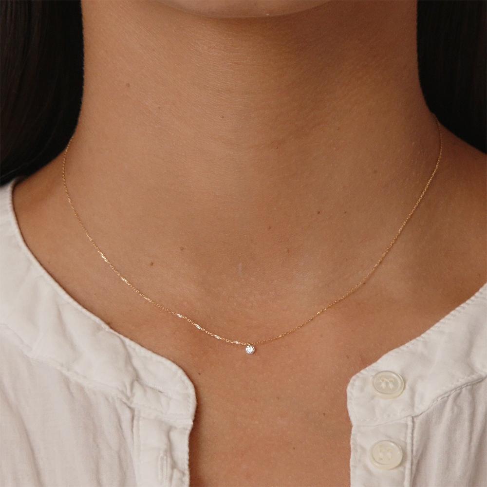 Aide 925 Silver Korean Style Simple Round CZ Zircon Pendant Necklaces For Women Elegant Stackable Clavicle Chain Choker