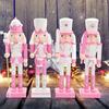 Handmade Wood Nutcrackers Soldier Unique 50CM Pink Nutcrackers Soldier Crafted for Enthusiasts of Festival Ornament