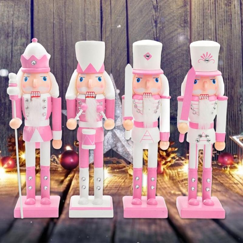 Handmade Wood Nutcrackers Soldier Unique 50CM Pink Nutcrackers Soldier Crafted for Enthusiasts of Festival Ornament
