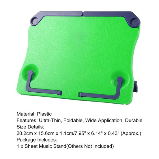 Sheet Music Stand Angle Adjustable Ultra-thin Vivid Color Easy to Carry Foldable Support Book Plastic Folding Book Music Sheet