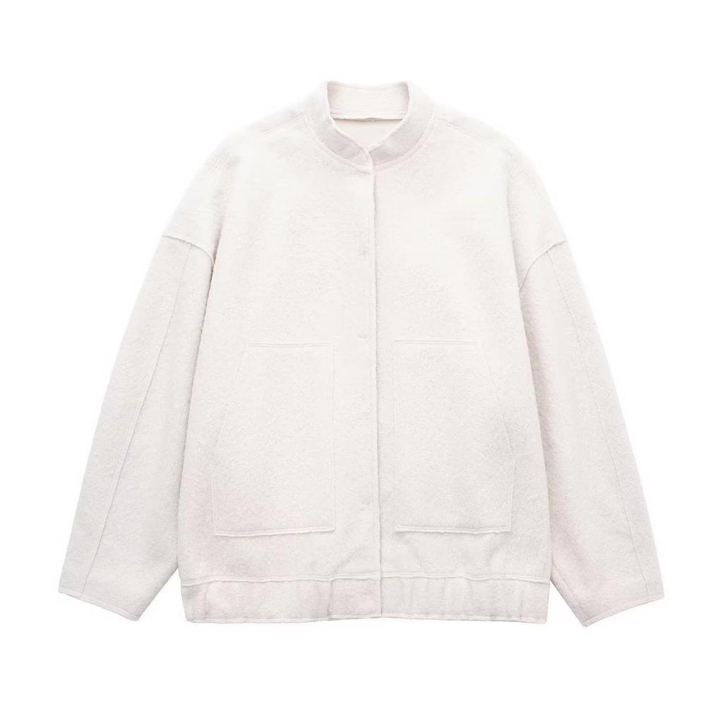 Jachetă Palton Tweed Femei Jachete Pufoase de Pluș pentru Femei Jachetă Bomber Palton Toamnă Iarnă Negru Alb Jachetă de Sezon Intermediar