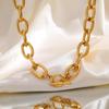 12mm Rolo Chain Necklace for Women,Stainless Steel 18K Gold Plated OT Buckle Necklaces,Punk Jewelry Gifts