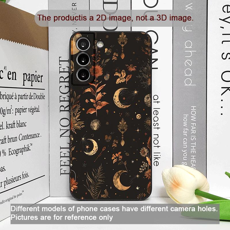 Vintage Aesthetic Flowers and Moon Pattern Phone Case for Samsung Galaxy S26 S25 S24+ S23 Ultra S22 Plus S21 FE S20 Soft Covers
