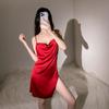 New Sexy Pajamas Women's Hollowed-out Forged Face Silky Smooth Loungewear Sexy Underwear Hot Suspender Nightdress