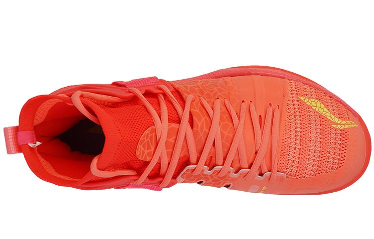 Li Ning Roar II Rubber Cushioning Slip Resistant Abrasion Resistant High Top Badminton Shoes Men's Neon Fruit Red AYAQ011-2