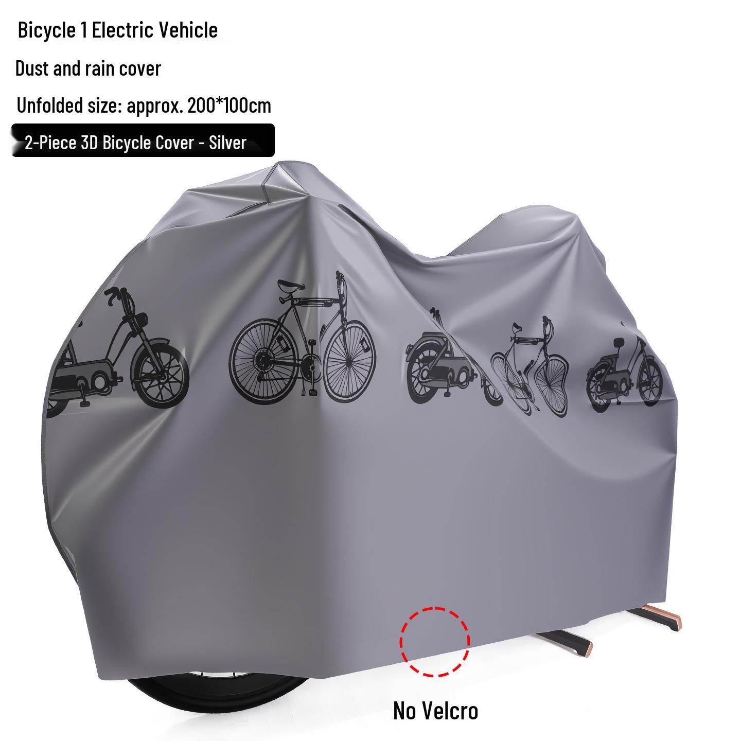 3D Regenfeste, Sonnenschutze, Staubdichte Abdeckung für Fahrräder & Roller Silver Pattern - Two Pieces dargestellt