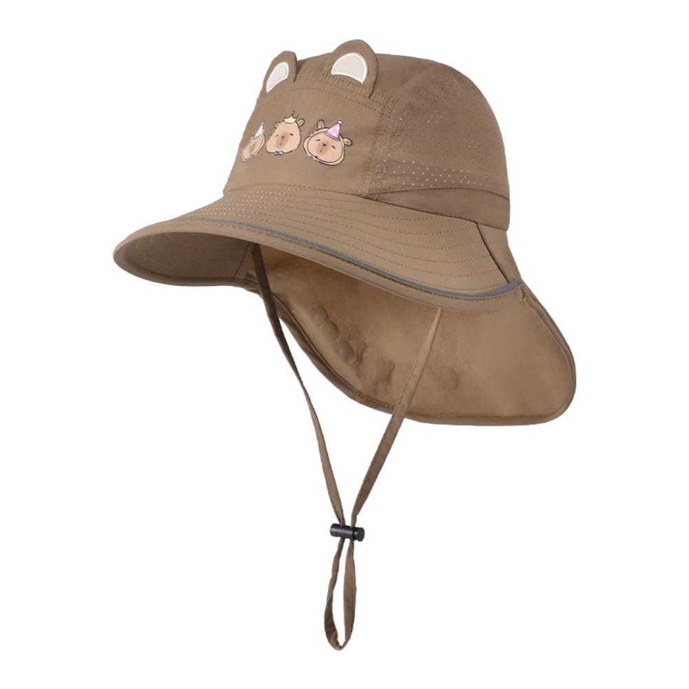 Windproof Rope Kids Shawl Sun Hat Breathable Baby Sun Protection Hat Capybara Fisherman Hat  Spring
