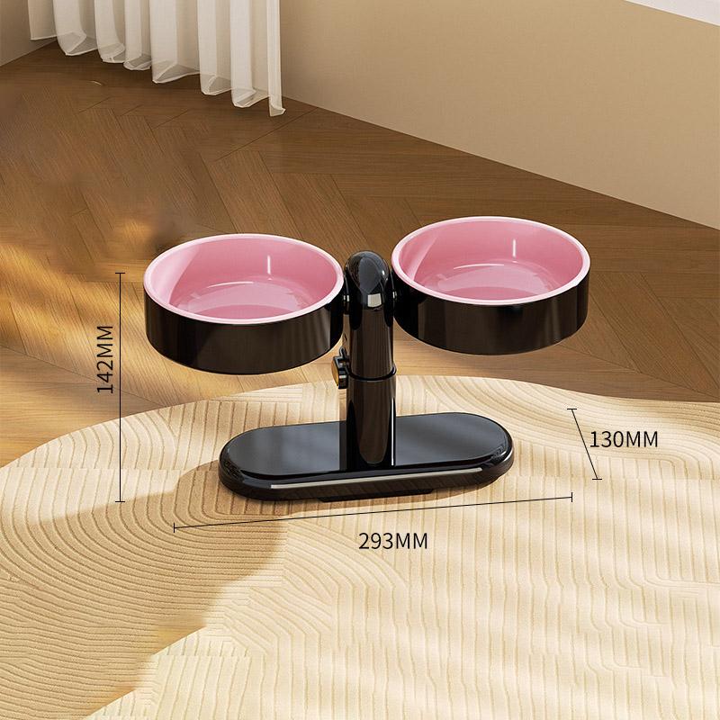 Adjustable Elevated Pet Double Bowl Feeder Fashion Detachable Anti-Slip Suction Cup Design Cat Food Water Bowl Platos Para Gatos