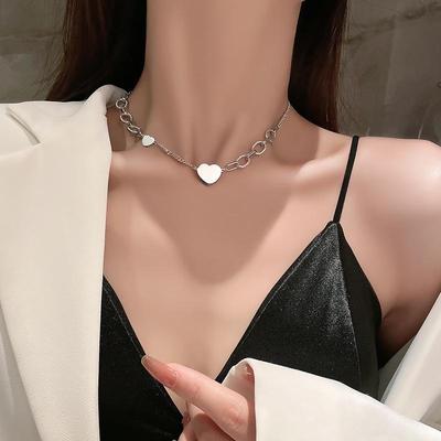 Collier Chaîne Clavicule Simple - Cadeau Saint-Valentin & Anniversaire pour Filles, Accessoire Mémorial Couture Amour